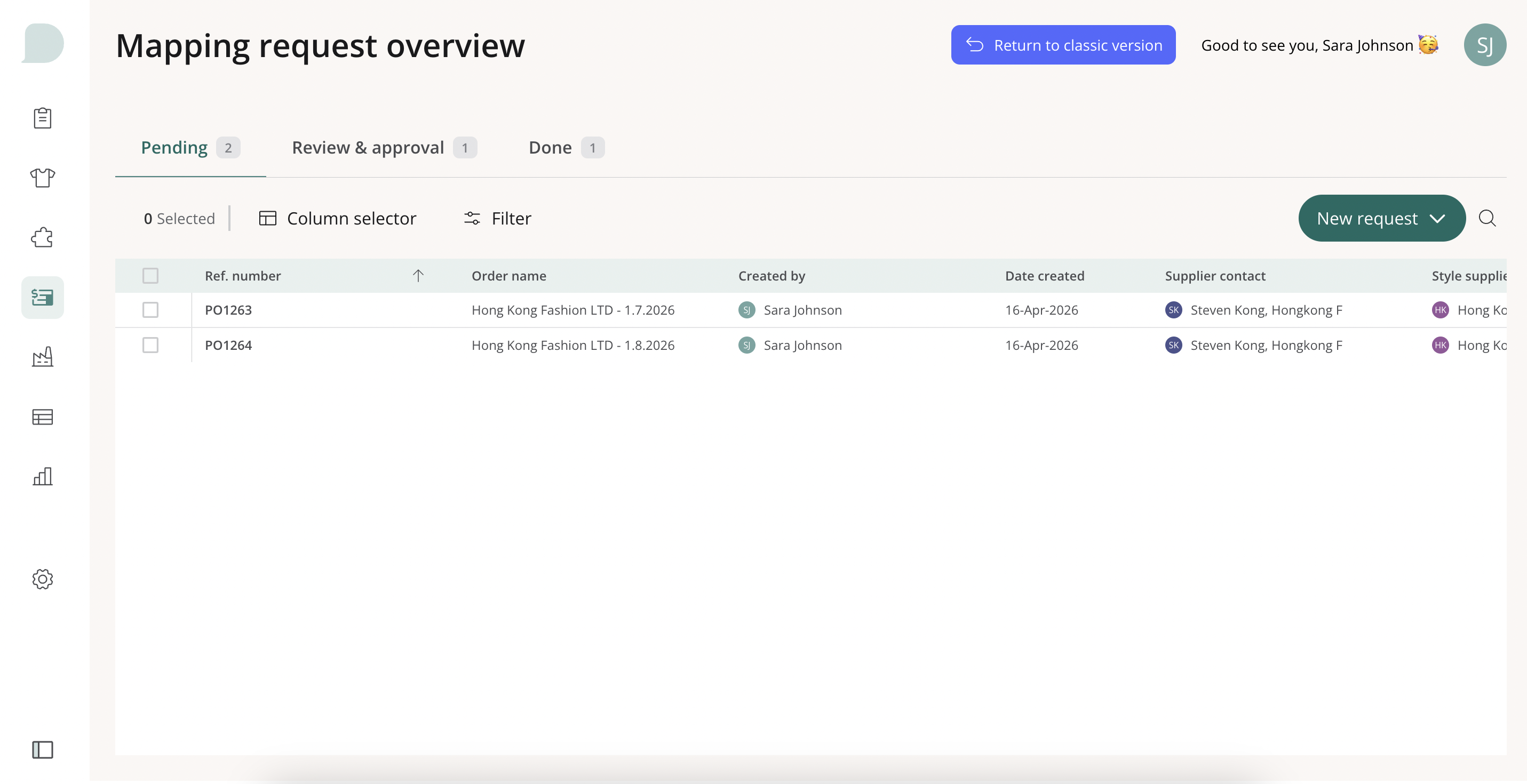 Supplier Module showing supply chain mapping, facilities and certificate management in Delogue.