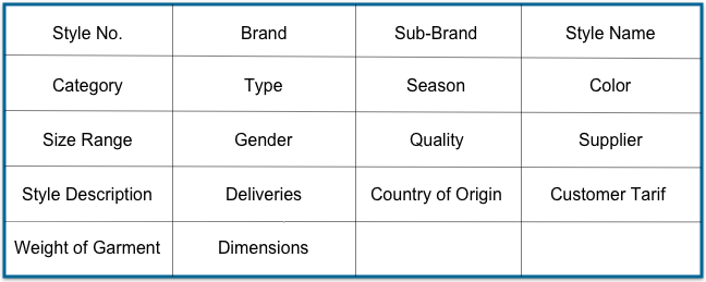 Spy system’s product data that can be imported from Delogue PLM