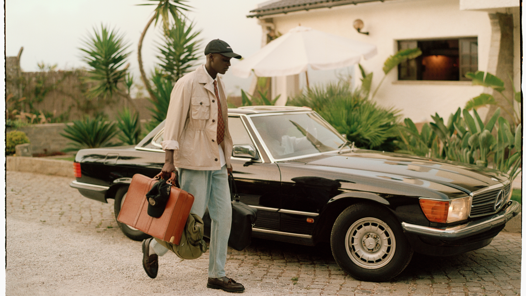 Newspaper Dad Cap, Kris Linen SS Shirt, Ryder Relaxed Fit Jeans, Serge Jungle Jacket 1